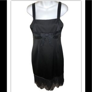 Laundry Shelli Segal Black Silk Bow Cocktail Dress